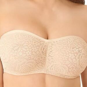 Wacoal Nude Halo Lace Convertible Strapless Unlined Wire Free 65449 Bra 36DD EUC